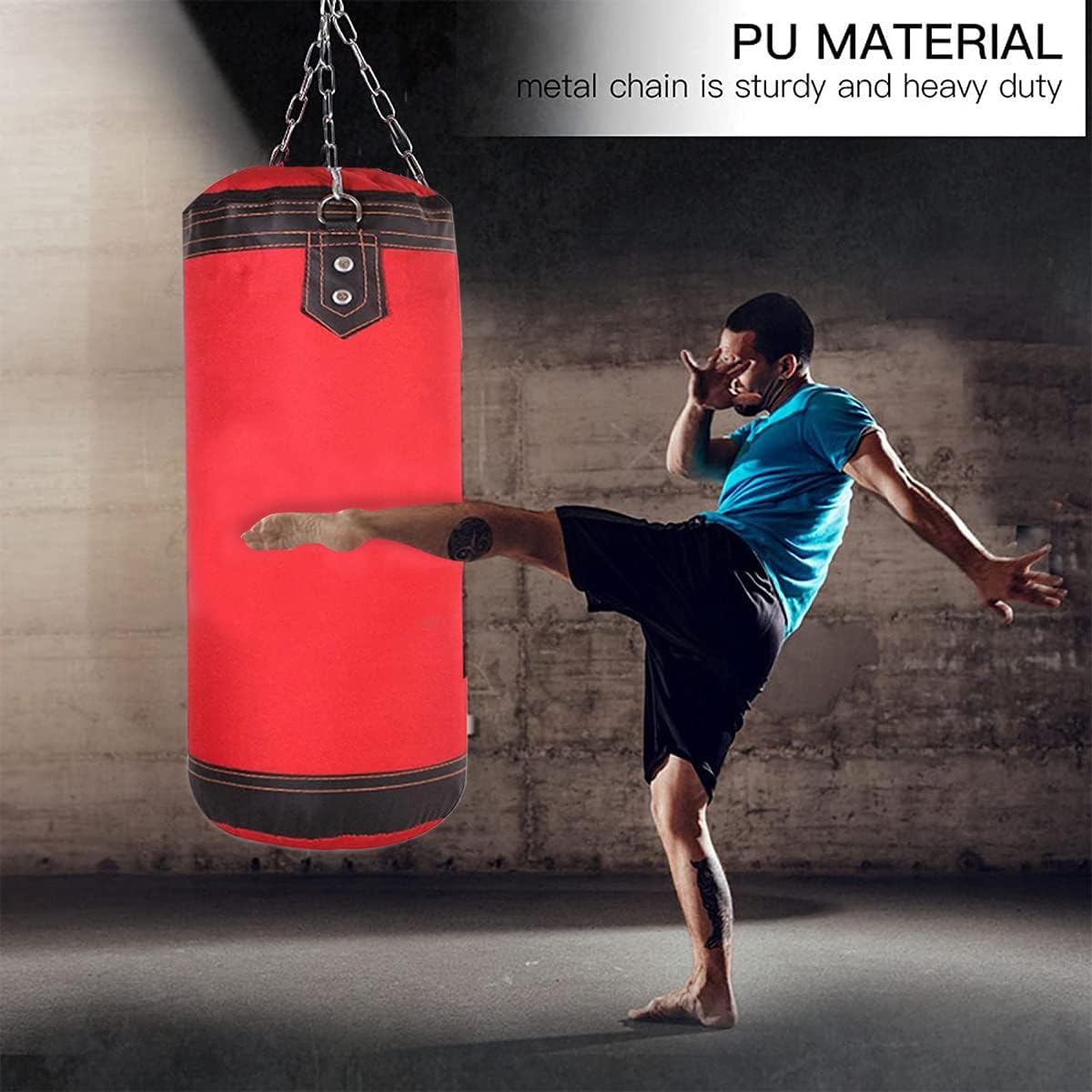 Fitness Pro Professional Boxing Bag | Fully Filled Heavy Punch Bag | For Boxing MMA Sparring Punching Training Kickboxing Muay Thai With Hanging Chain (100 CM)