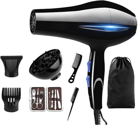 2200w Hair Dryer, Upgraded Version Salon Fast Drying Ion Professional Hairdryer With Diffuser, Fast Drying Blow Dryer Low Noise With 2 Speed and 3 Heat Setting For Curly and Straight Hair
