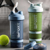 EYSOO Protein Shaker Bottle 2 Pack 500ml / 17oz Shaker Bottle for Protein Mixes Leak-proof BPA Free 3-Layer Protein Shaker with Supplement Pill Storage Container Gym Shaker Cup (Blue & Green)