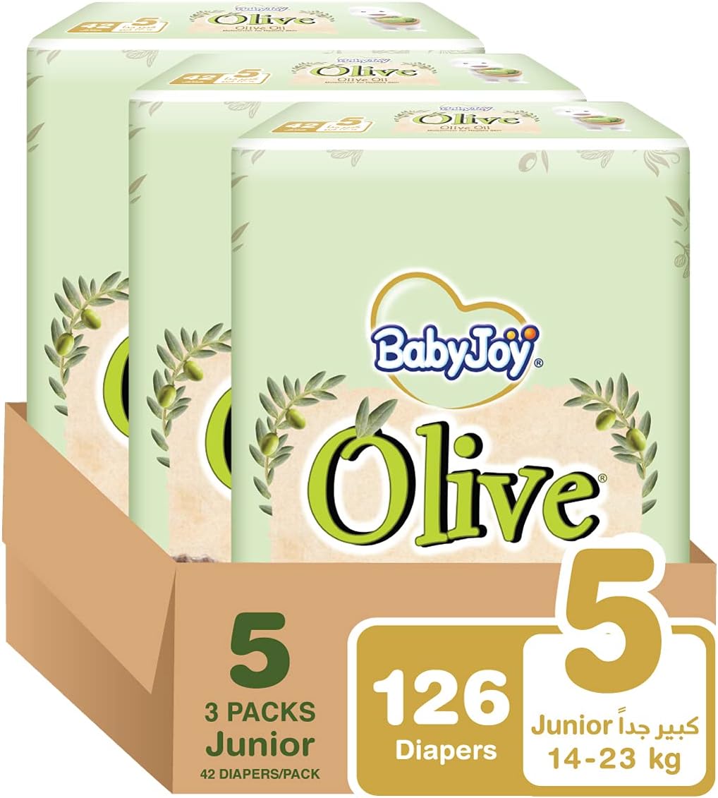 BabyJoy Olive Tape Diaper, Size 5, Junior, 14-23 Kg, Mega Pack, 42 Diapers