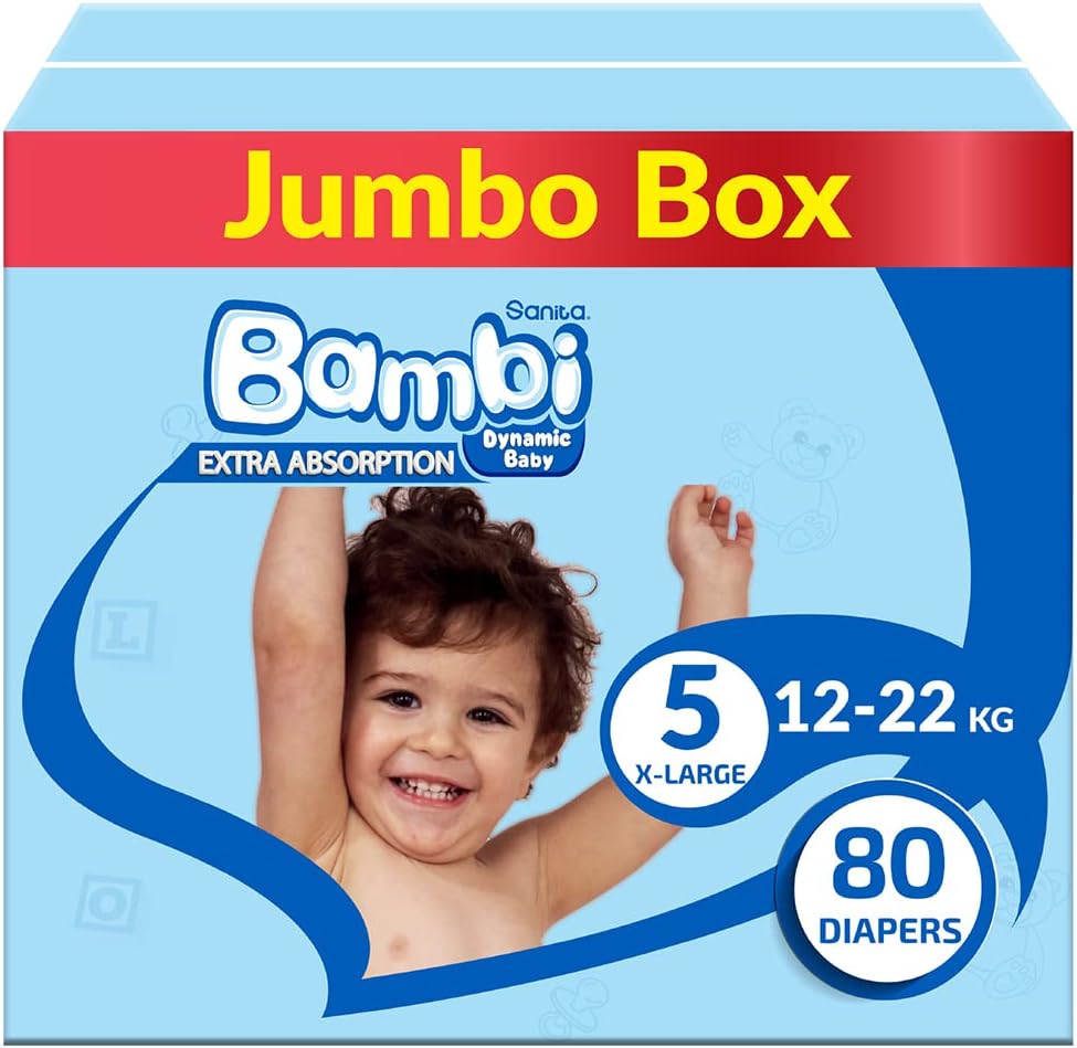 Sanita Bambi, Size 5, XL, 12-22 Kg, Super Box, 108 Diapers