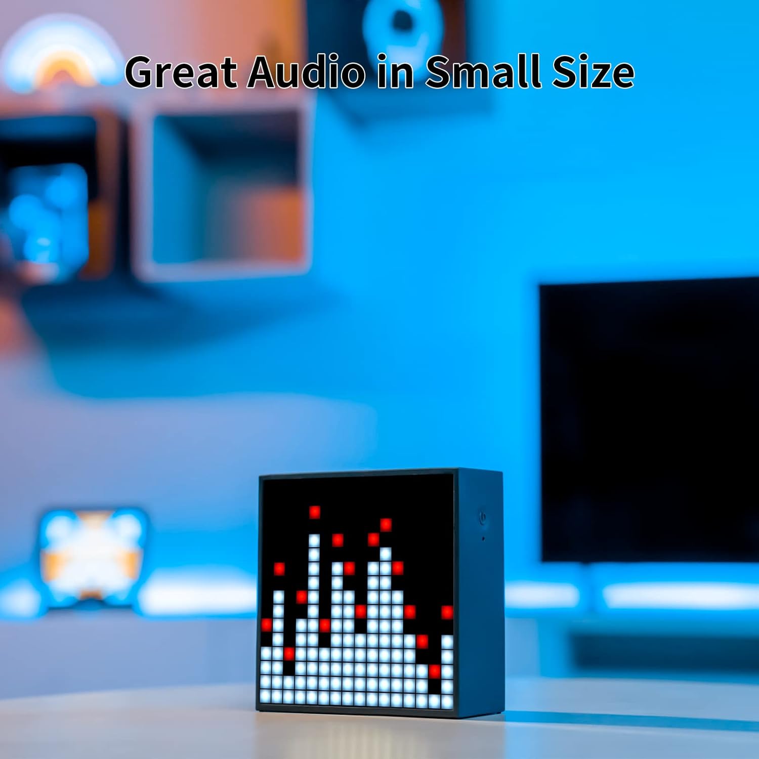 Divoom TimeBox Evo - Pixel Art Bluetooth Speaker with 16x16 LED Display APP Control - Cool Animation Frame & Gaming Room Setup & Bedside Alarm Clock- Black