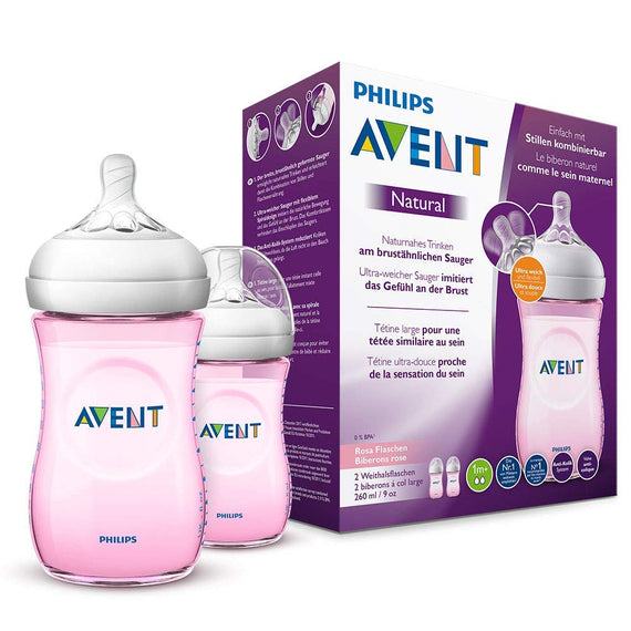 Philips Avent NATURAL 2.0 FEEDING BOTTLE PINK 260ML X2