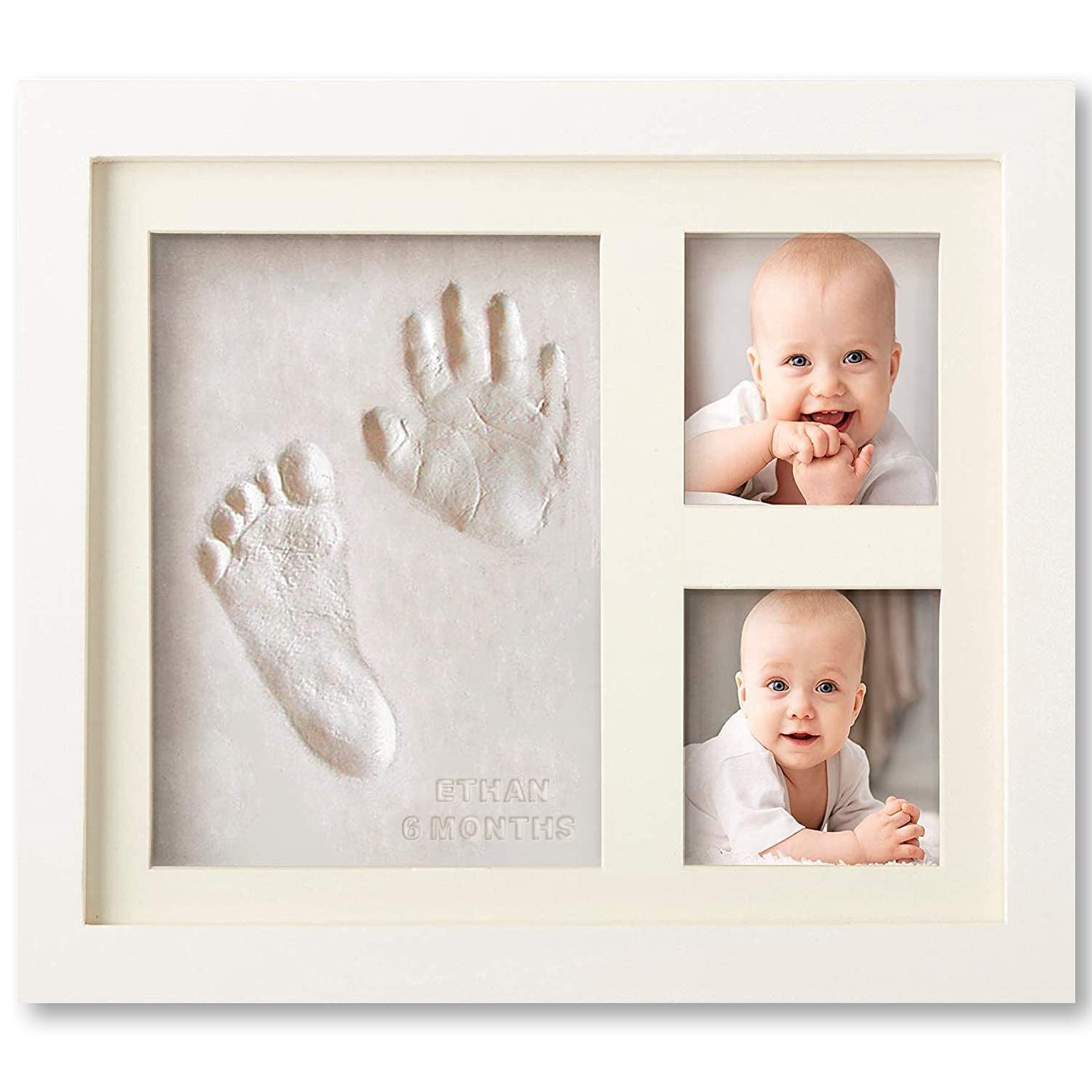 Baby Handprint Footprint Makers Kit Keepsake Photo Frame for Newborn Boys & Girls, Baby Gifts, Personalized Baby Milestone Gift, Memory Art Picture Frames for Baby Registry, Nursery Decor