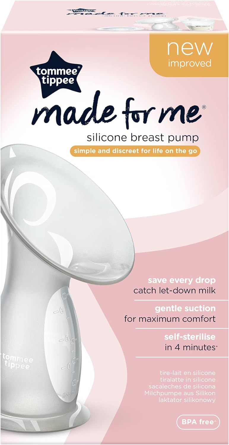 Tommee Tippee Silicone Manual Breast Pump and Let Down Catcher to Express, Relieve or Catch Excess Breast Milk, Includes Sterilising Lid, 100ml, One Size