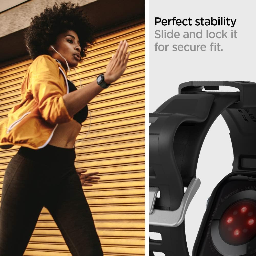 Spigen Rugged Armor PRO designed for Apple Watch Band with Case for Series 9/8/7 (45mm) and Series SE2/6/SE/5/4 (44mm)