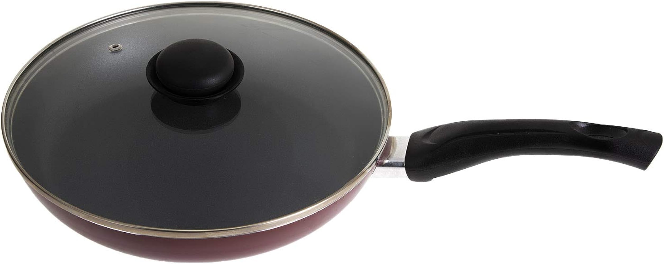 Royalford Frying Pan, 26 cm- Aluminum Non-Stick Fry Pan – Ergonomic Handle - Saute Pan/Deep Frying Pan with Glass Lid – Suitable for Multiple Hob Types - Ideal for Frying Sautéing Stir Frying