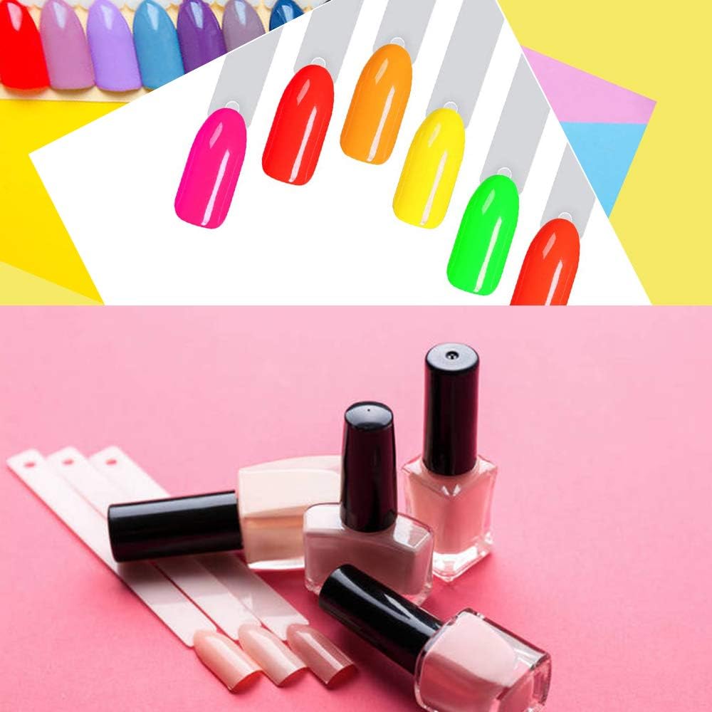 150 Pcs Clear Nail Swatch Sticks with Ring, Fan Shape Nail Art Tips, False Nail Sample Sticks, Nail Practice Color Display, Transparent Board for Nail