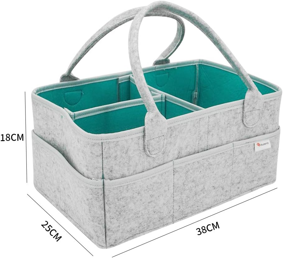 Celesto Baby Diaper Caddy Organizer – Nursery Storage Bin - Car Organizer for Diapers - Changing Table Organizer Basket - Shower Storage Gift - Portable Diaper Storage Basket