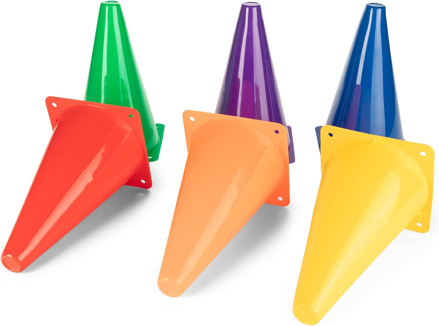Champion Sports High Visibility 9" Plastic Cone Set for Athletics and Social Distancing, Assorted Colors
