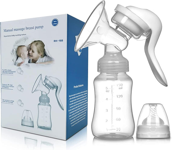DMG Manual Breast Pump, Silicone Hand Pump for Breastfeeding, Small Portable Manual Breast Milk Catcher, Baby Feeding Pumps & Accessories, White, Mothers Day Gifts, Travel Portable Breast Pump