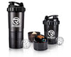 RIGID FITNESS (2 Pack) Protein Shaker Bottle x2 (500ml) Transparent - Leak-Proof Blender Bottle with Powder and Pill Storage Compartment - BPA Free Shaker