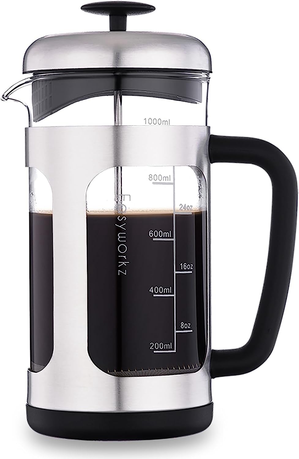 Easyworkz Stainless Steel French Press 1000 ml Coffee Tea Maker,Soft Grip Handle