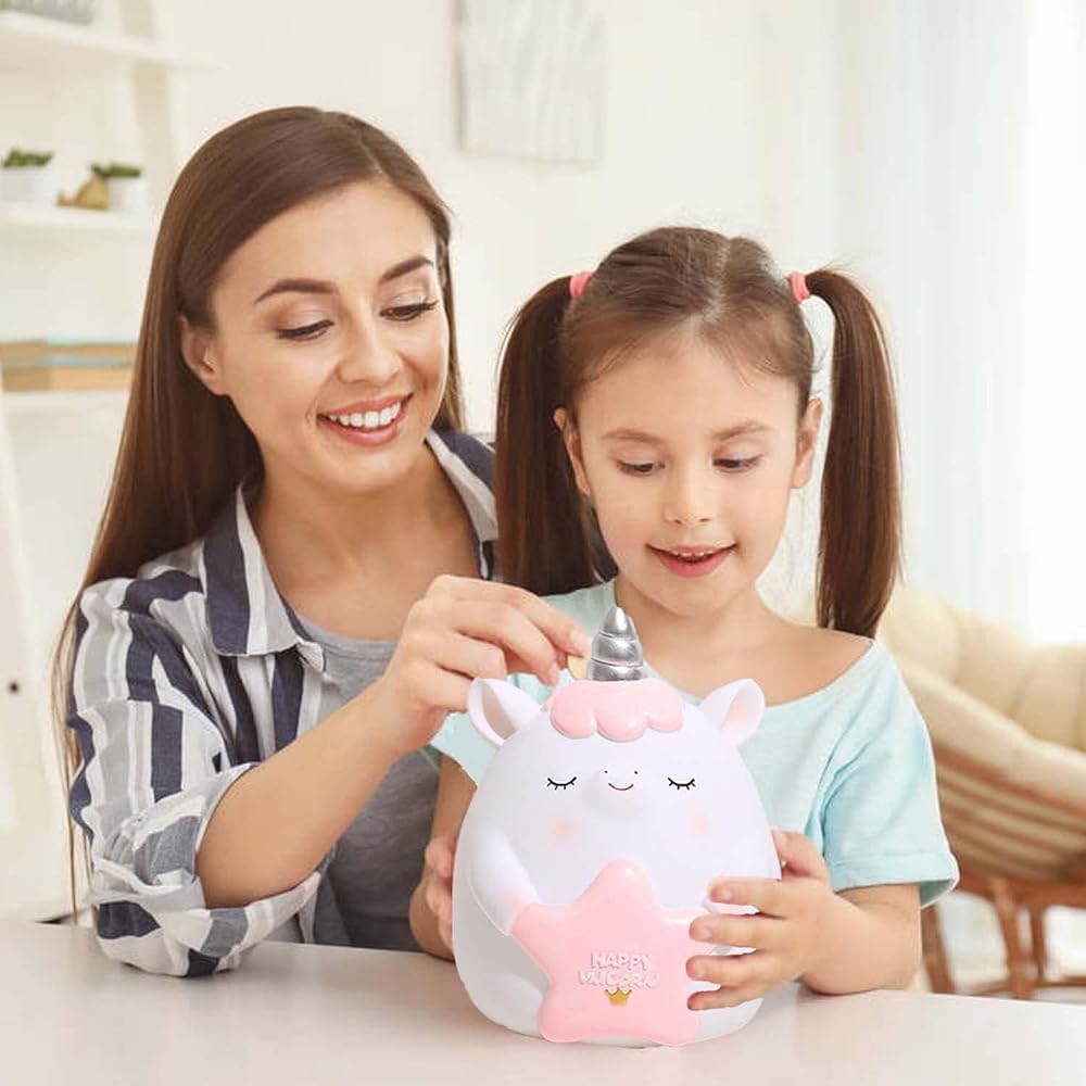 Unicorn Bank, KASTWAVE Large Capacity Creative Money Coin Bank, Plastic Shatterproof Money Bank with Opening, Unicorn Toys for Girls Boys Kids Age 3-8, Great Gifts for Birthday