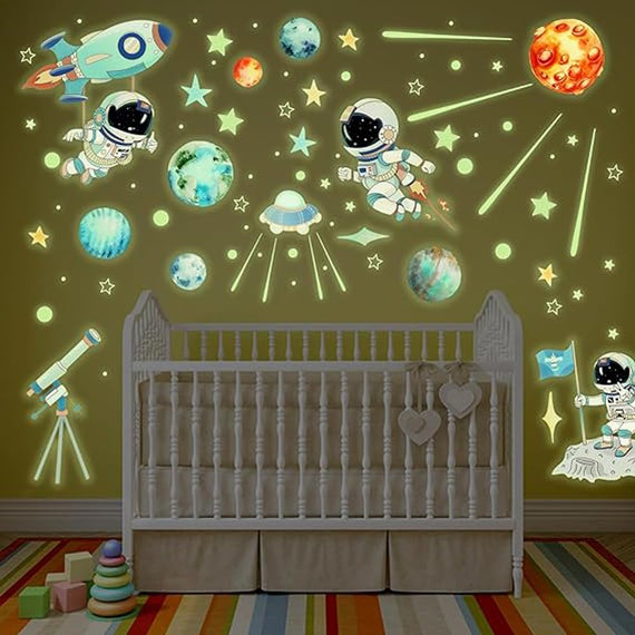 0TO1 Wall Stickers Decor, Glow Wall Decal, Diy Wall Stickers, Outer Space Glow in the Dark Wall Stickers, Glow in the Dark Wall Stickers for Kids Room, Perfect for Kids Bedroom Room, House Decoration