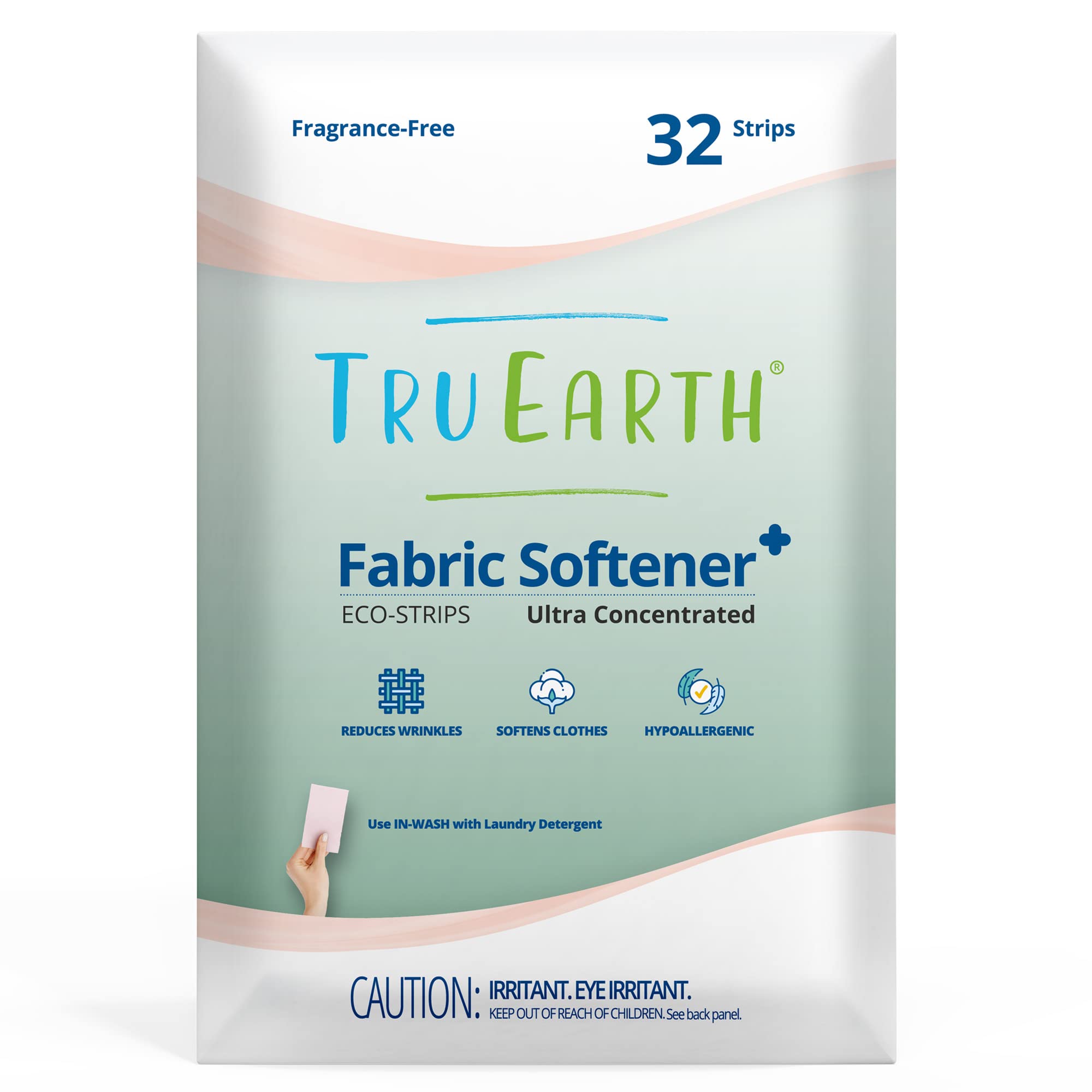 Tru Earth Fabric Softener Strips for Washing Machine, Alternative to Fabric Softener Liquid and Pods, Unscented Fragrance Free, Up to 64 Loads Per 32-Count