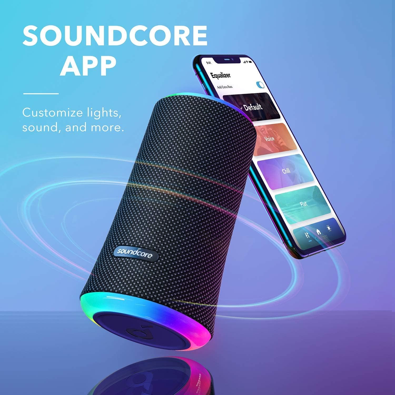 Anker Soundcore Flare 2 Bluetooth Speaker, with IPX7 Waterproof Protection and 360° Sound for Backyard and Beach Party, 20W Wireless Speaker with PartyCast, EQ Adjustment, and 12-Hour Playtime, Black