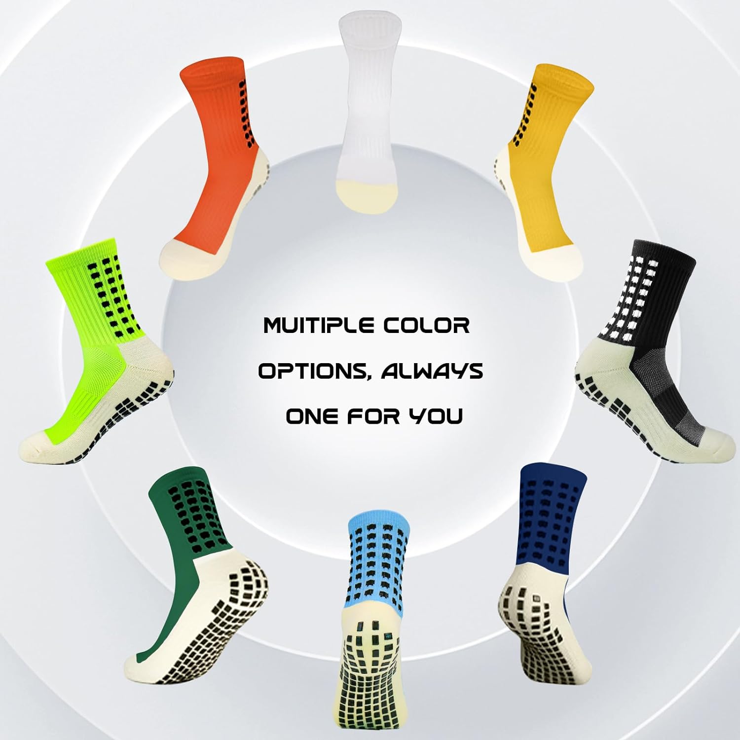 Men's Soccer Socks Anti Slip Non Slip Grip Pads for Football Basketball Sports Grip Socks, 4 Pair