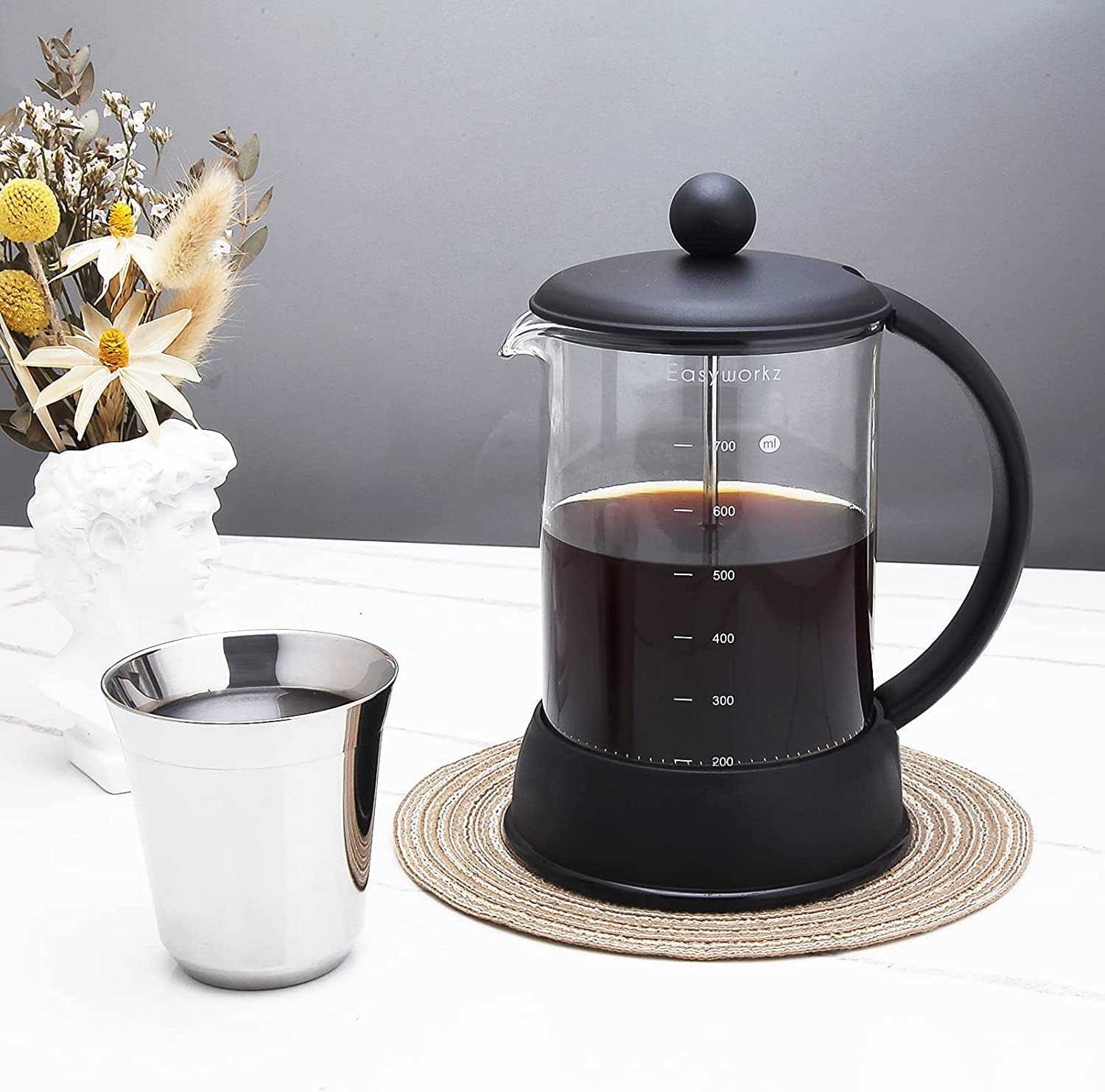 Easyworkz Eclipse French Press 800 ml Coffee Tea Maker with Borosilicate Glass