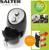Salter EK2817 2L Compact Air Fryer - Hot Air Circulation, Removable Non-Stick Cooking Rack, Adjustable Temperature Up To 200°C, 30 Minute Timer, 1000W, Small Household Air Fry Oven, Black/Silver