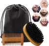 ANYOUI Beard Comb Brush Set Bristle Brush and Wood Beard Combs Long Beard Grooming and Beard Mustache Brush with Velvet Travel Pouch (3pcs)