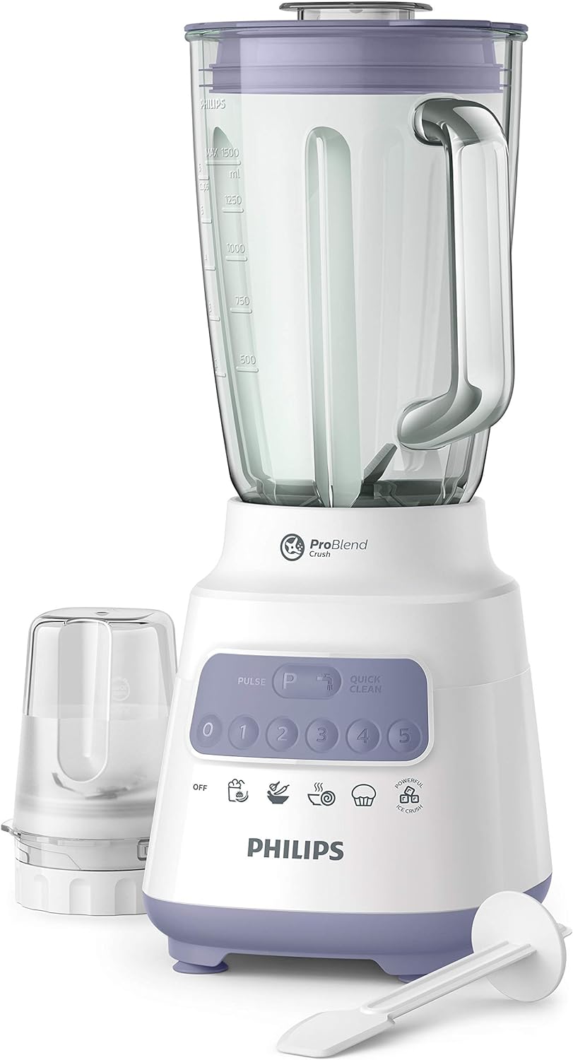 PHILIPS Blender for Everyday Blending - 700W Motor blends smoothly - 1.5L Glass Jar 50/60Hz - Blender Core 5000 Series HR2222/01