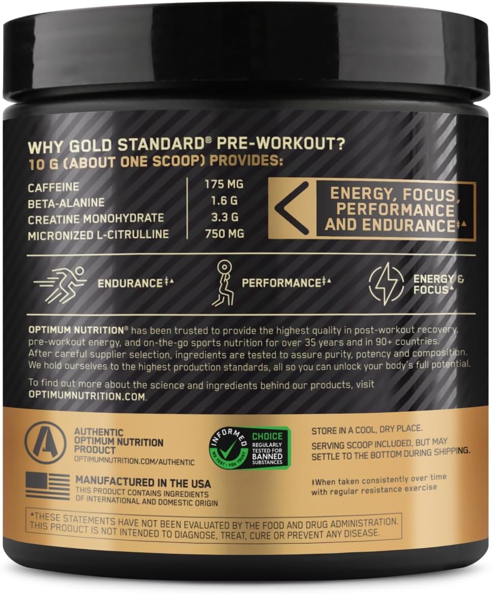 Optimum Nutrition Gold Standard Fruit Punch Pre-Workout Supplement (10.58oz/300g)