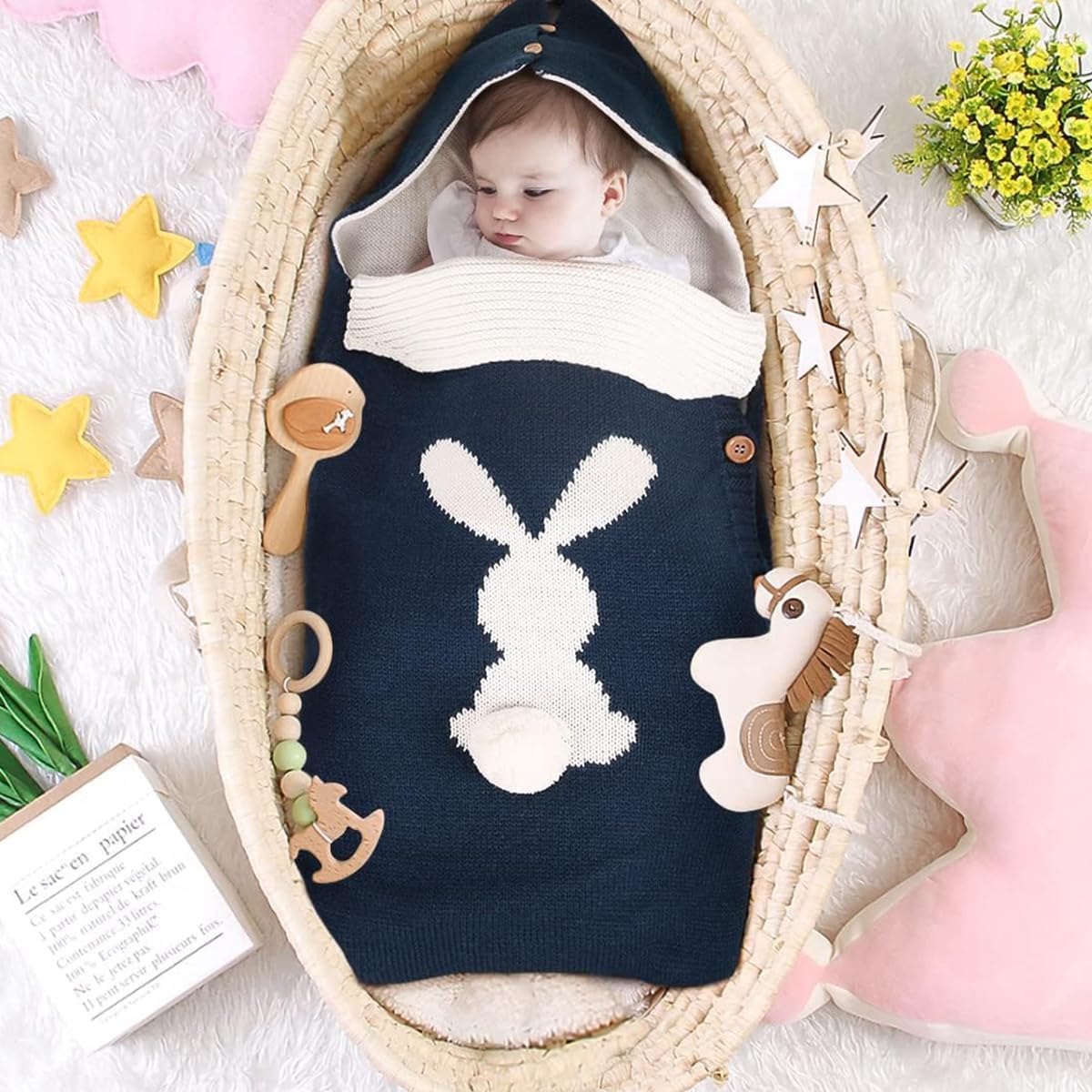 LinJie Baby Swaddle Wrap,Baby Knitting Sleeping Bag,Baby Swaddle Blanket，Stroller Sleeping Bag Refer To 0-12 Months Girls Or Boys.