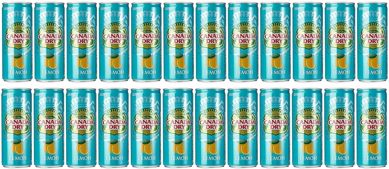 Canada Dry Lemon Sparkling Water, Can, 24 x 250 ml, Green