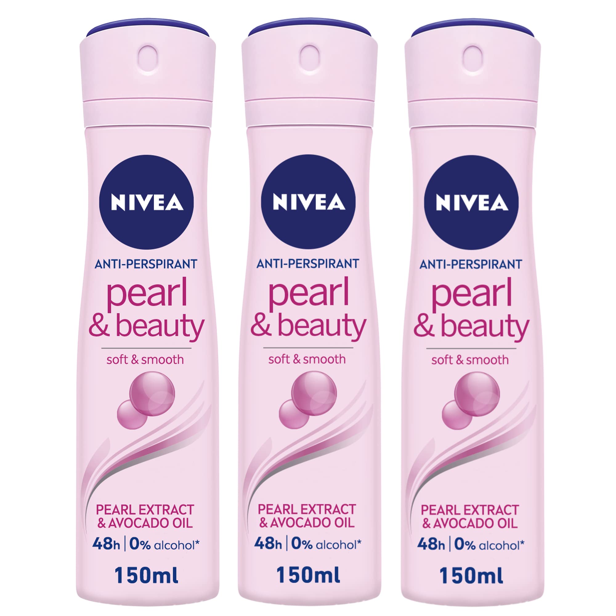 Nivea Antiperspirant Spray for Women, Pearl & Beauty Pearl Extracts, 3x150ml