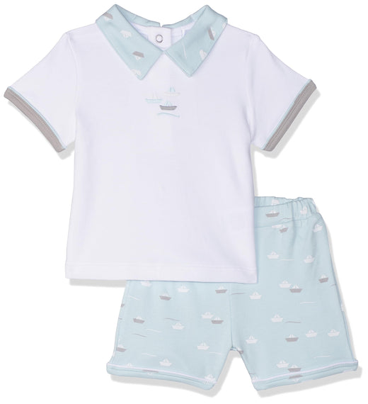 MOON 100% Cotton T-Shirt and Shorts 3-6M Teal - Little Boat