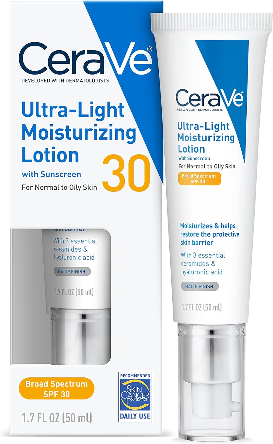 CeraVe Moisturizing Lotion SPF 30| Sunscreen and Face Moisturizer with Hyaluronic Acid & Ceramides | Oil Free | 1.7 Ounce