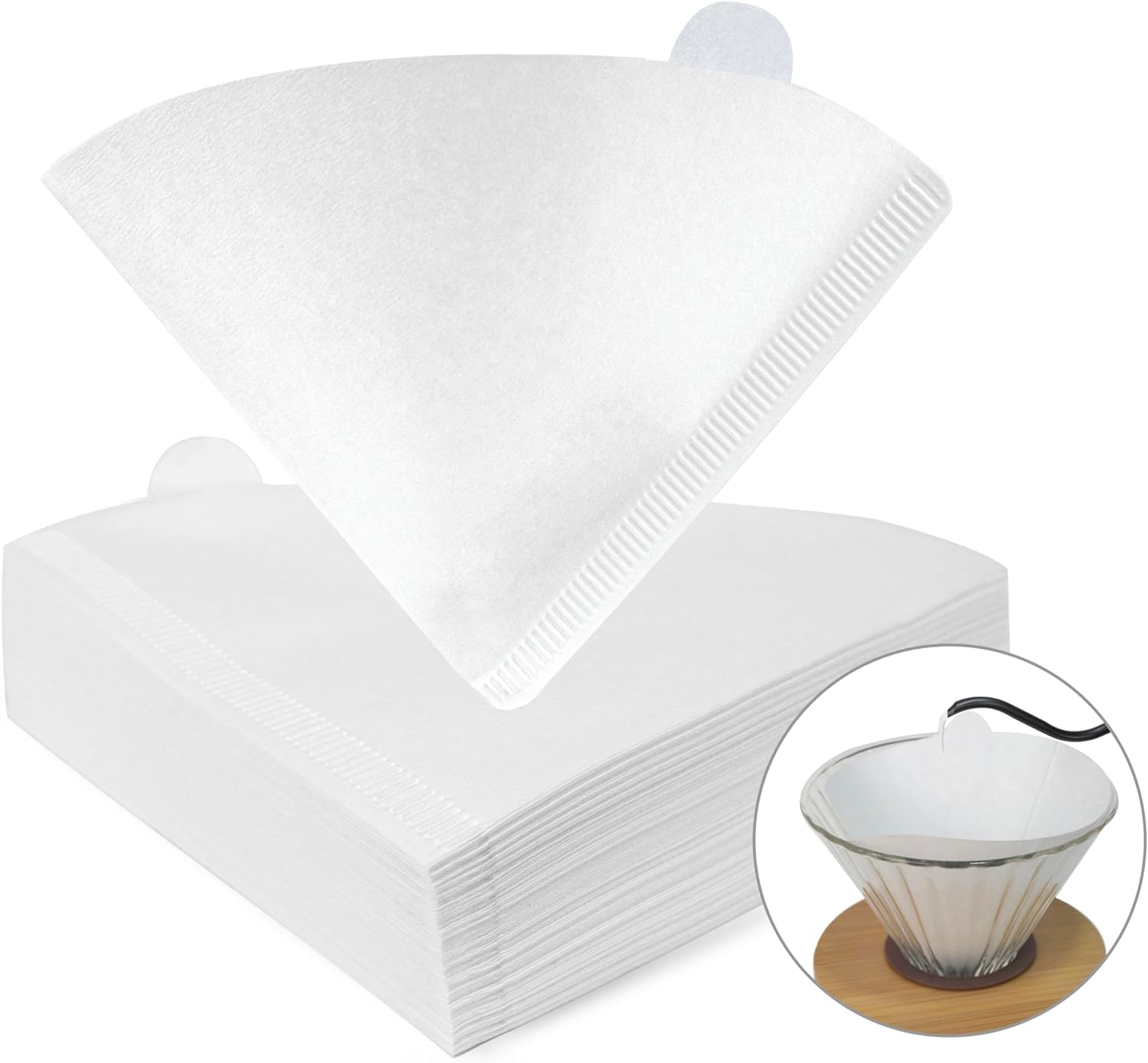 MIBRU Coffee Filters V60 Cone Paper White 100pcs Coffee Filters Unbleached Paper Filters Compatible with Pour Over Drippers 2-4 Cups Size 02 Coffee Filters v60 (1-4 Cups 02, 100)