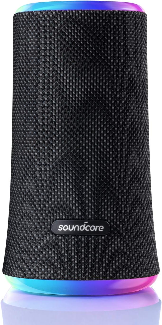 Anker Soundcore Flare 2 Bluetooth Speaker, with IPX7 Waterproof Protection and 360° Sound for Backyard and Beach Party, 20W Wireless Speaker with PartyCast, EQ Adjustment, and 12-Hour Playtime, Black