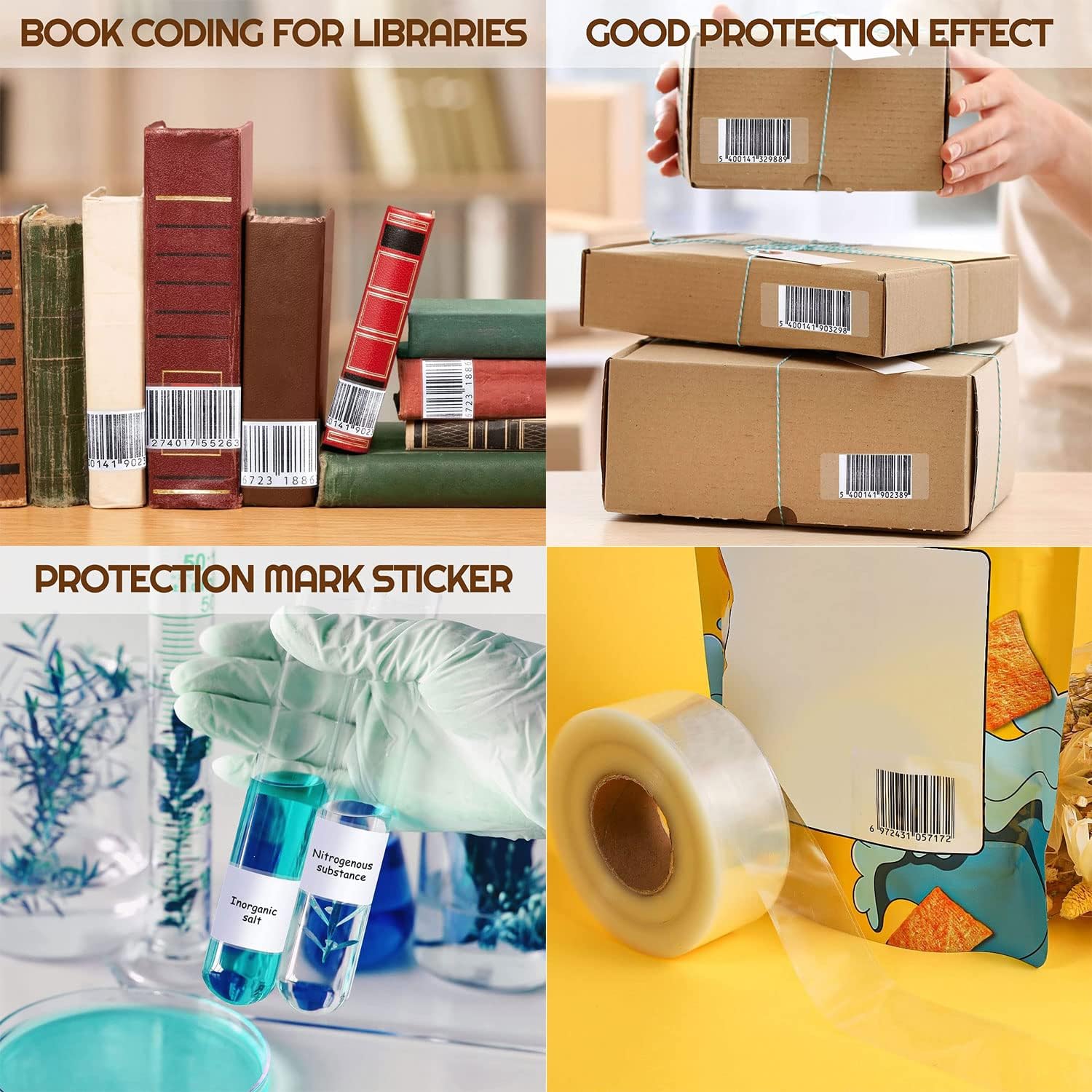 Label Protector Clear Label Protector Seals Waterproof Label for Protecting Barcodes, Numbers, Clothes, Food Label in Laboratory Library Office Supermarket (500 Pieces 3.1x1.18in)