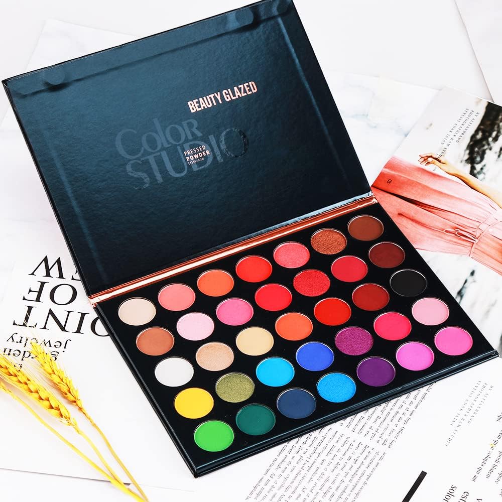 MYUANGO Color Studio Eyeshadow Palette, Highly Pigmented 35 Shades Matte and Shimmers Makeup Palette, Waterproof Blendable Eye Shadow, Cruelty- Free Makeup Pallet