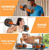 RUIYADA 20 KG Adjustable Weights Dumbbells Set,3 in 1 Adjustable Weights Dumbbells Barbell Set, Home Fitness Weight Set Gym Workout Exercise Training with Connecting Rod for Men Women