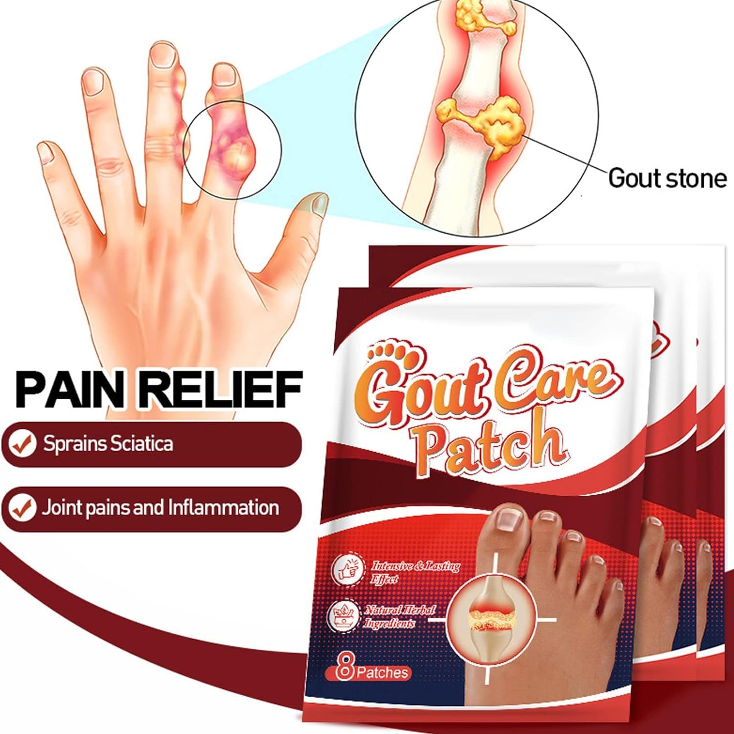 Gout Treatment Patch, 40pcs Arthritis Thumb Patches for Pain Relief, Swelling Reduction, and Inflammation Diminishment