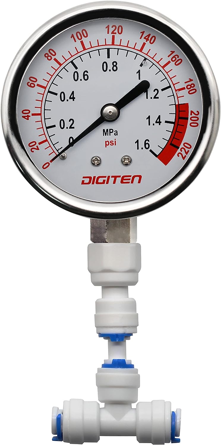 DIGITEN Water Pressure Gauge Meter 0-1.6MPa 0-220psi 1/4" f Reverse Osmosis System Pump¡­