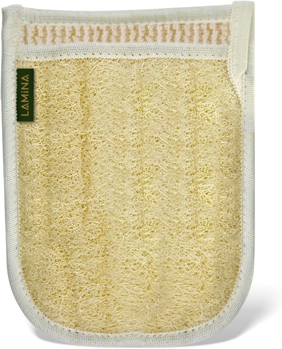 Lamina Natural Loofah Sponge Bath Glove Exfoliating Glove Natural Bath Loofah Mitt Lamina Quality Brand Shower Bathing with Loofah Pads All-Round Cleaning Body Scrubber Body Care…