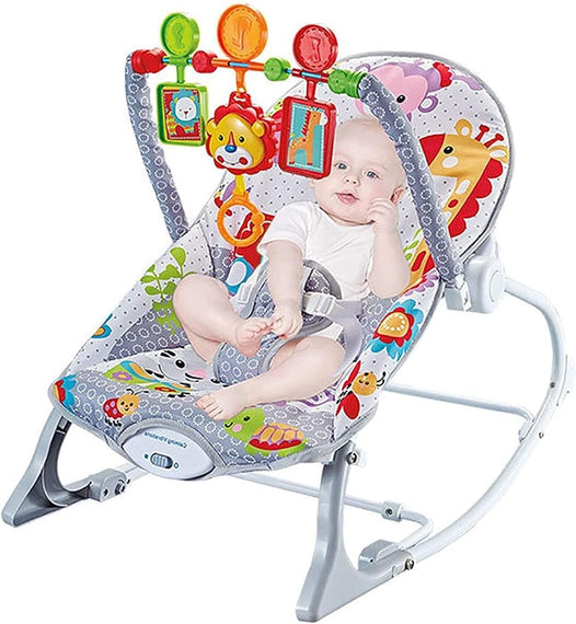 Baby Rocking Chair Baby Multi-Function Music Vibration Rocking Bed Lightweight Foldable Children Rocking Rocking Chair To Coax Baby Recliner, Grey, Travel Garment Bag