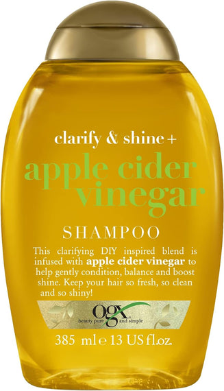OGX Hair Shampoo, Apple Cider Vinegar, 385ml, For Healthy-Looking Hair, Gently Moisturizes Scalp And Cleanses Hair