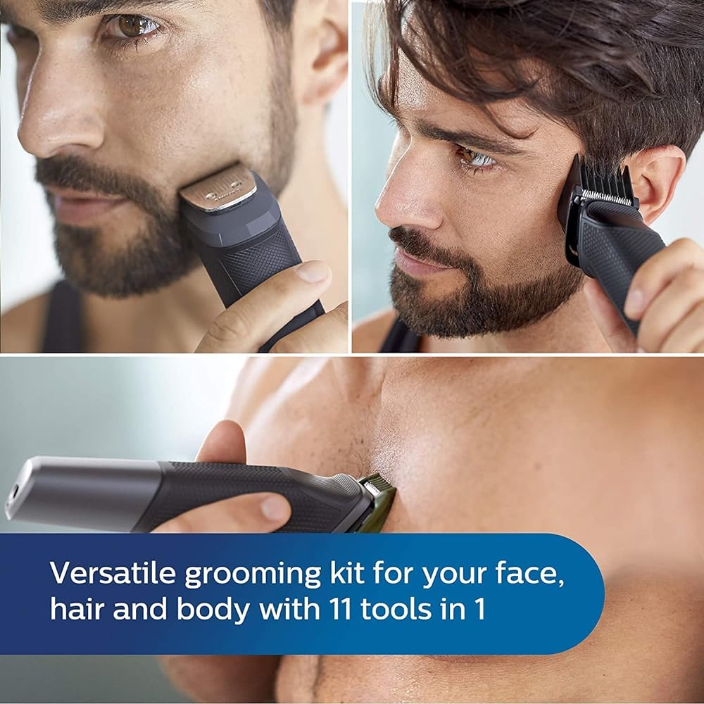 Philips Series 3000 9-in-1 Multi Grooming Kit for Beard and Hair with Nose Trimmer Attachment - MG3722/33
