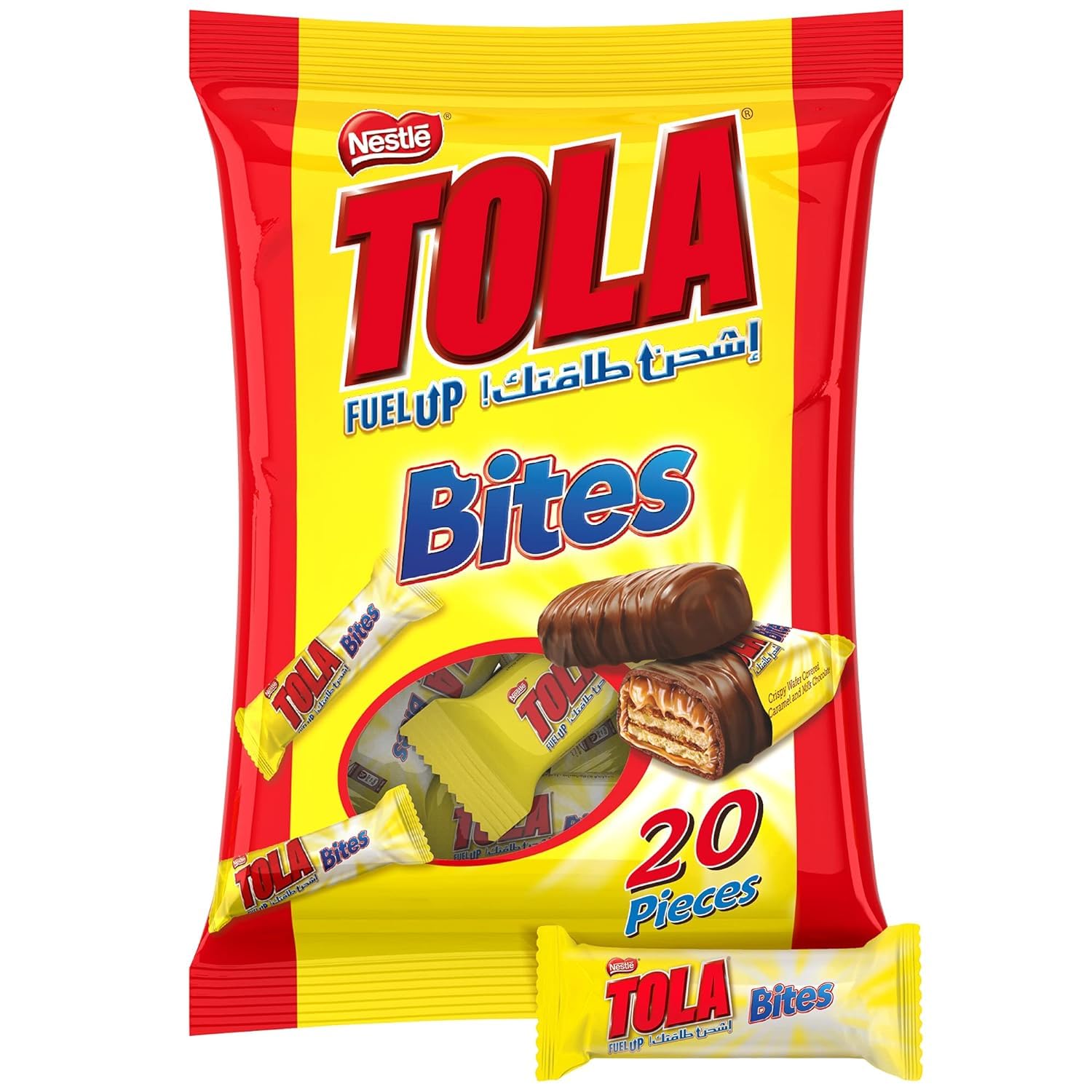 Nestle Tola Milk Chocolate and Caramel Wafer Bites, 20 x 8 g