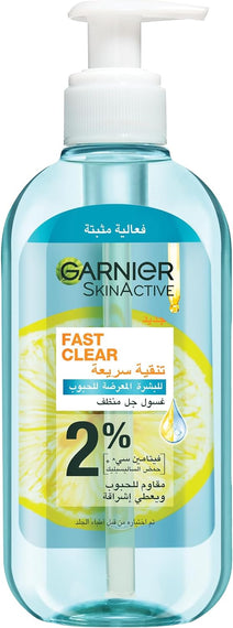 Garnier Skinactive Fast Clear Gel Wash, For Acne Prone Skin, with Salicylic Acid, 200ml