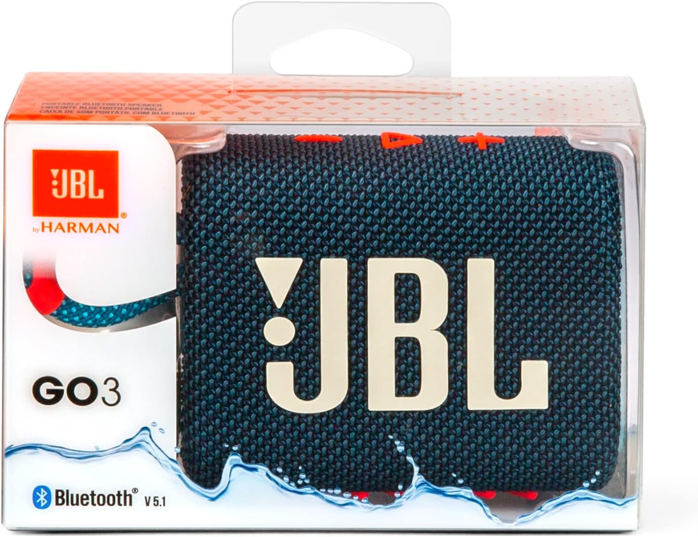 JBL Go 3 Portable Waterproof Speaker with JBL Pro Sound, Powerful Audio, Punchy Bass, Ultra-Compact Size, Dustproof, Wireless Bluetooth Streaming, 5 Hours of Playtime - Blue/Pink, JBLGO3BLUP