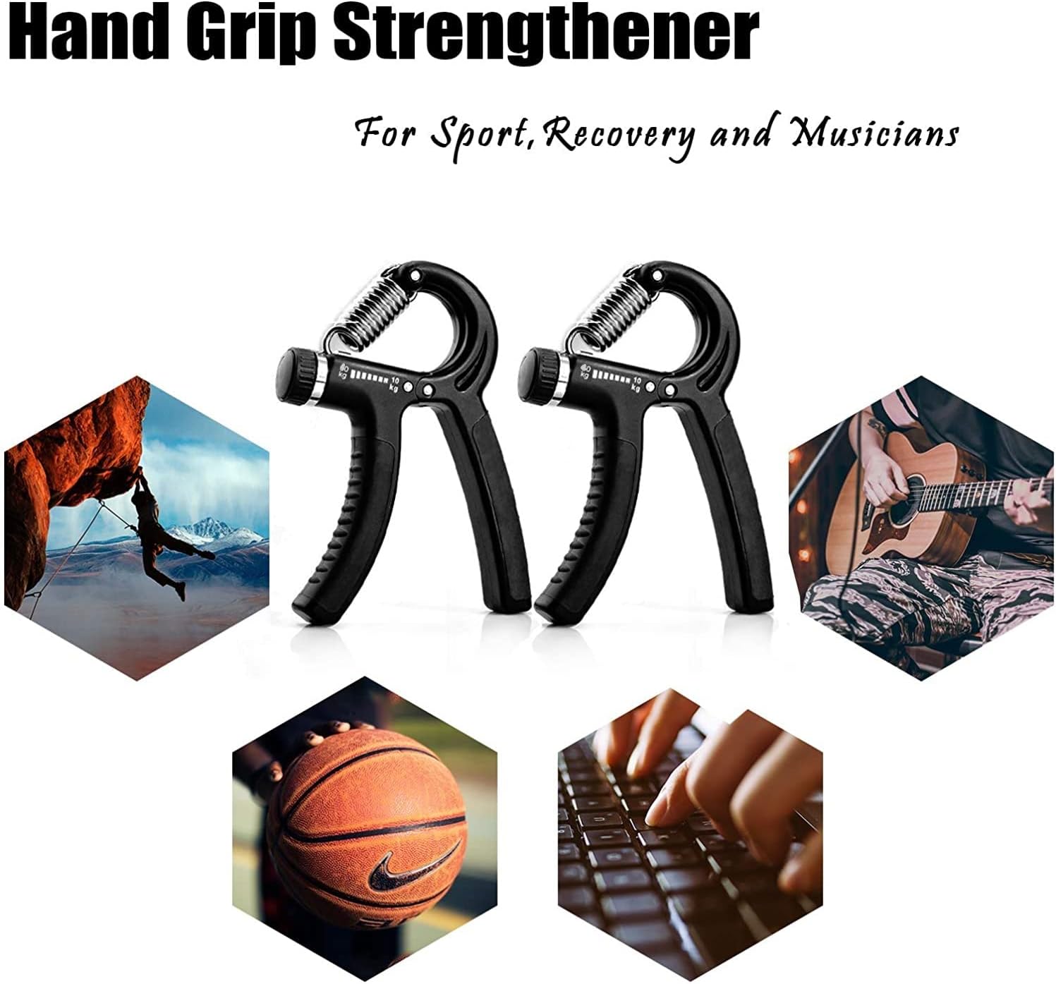 Sausiry 2 pcs hand grip strengthener adjustable hand grip exerciser