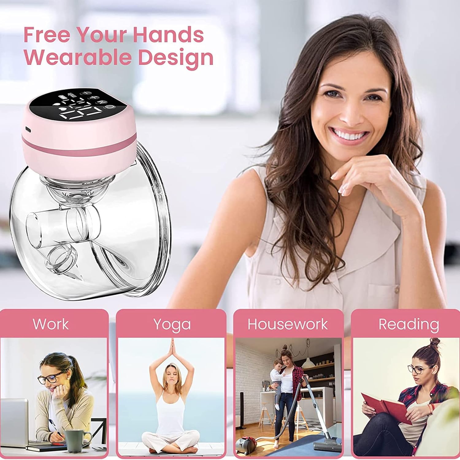 ELE3ST Electric Wearable Breast Pump with 3 Modes and 9 Levels, LCD Display Memory Function Rechargeable Single Milk Extractor Painless and Noiseless, Can be Used Day and Night