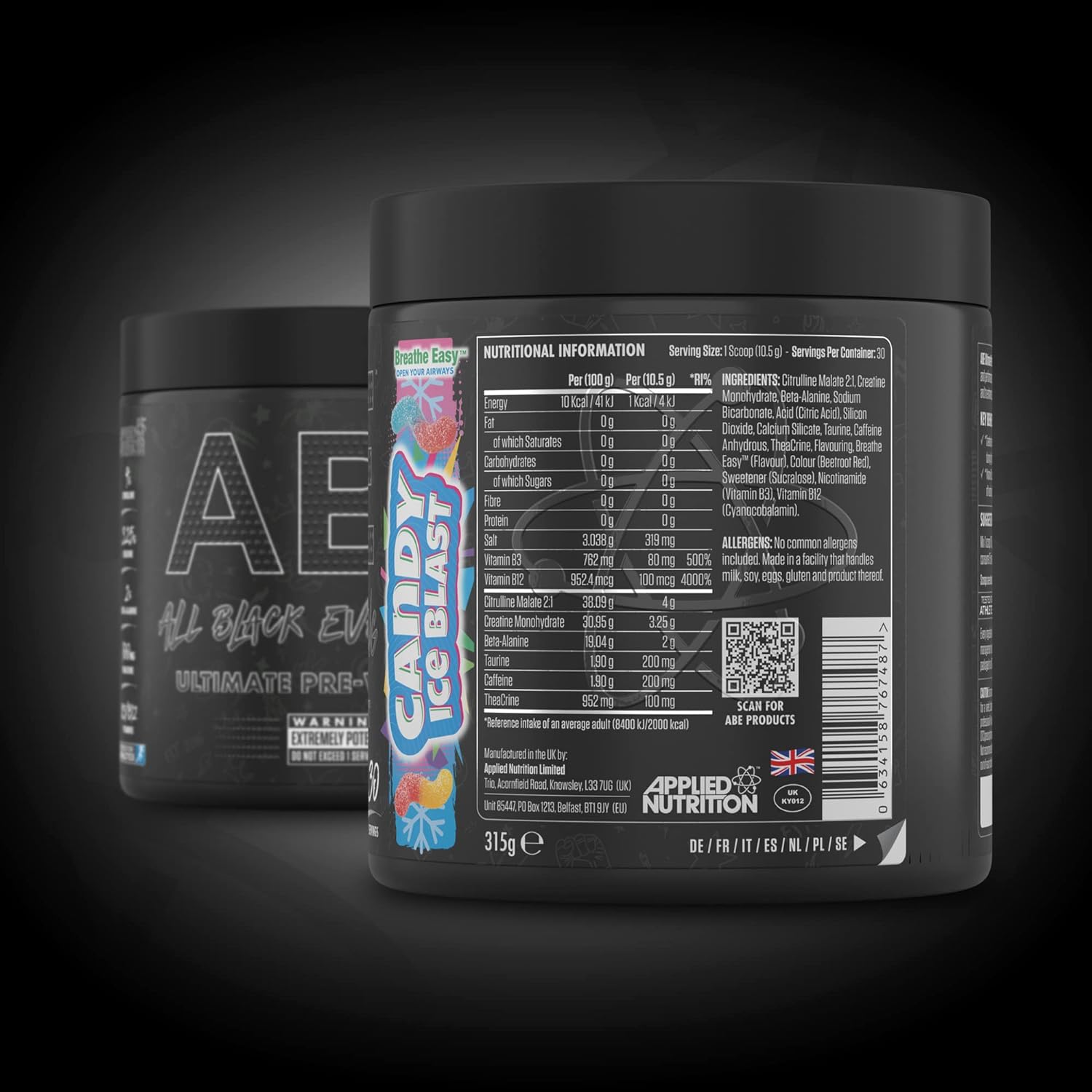 Applied Nutrition Abe Ultimate Pre-Workout Candy Ice Blast, 315 G - Pack May Vary