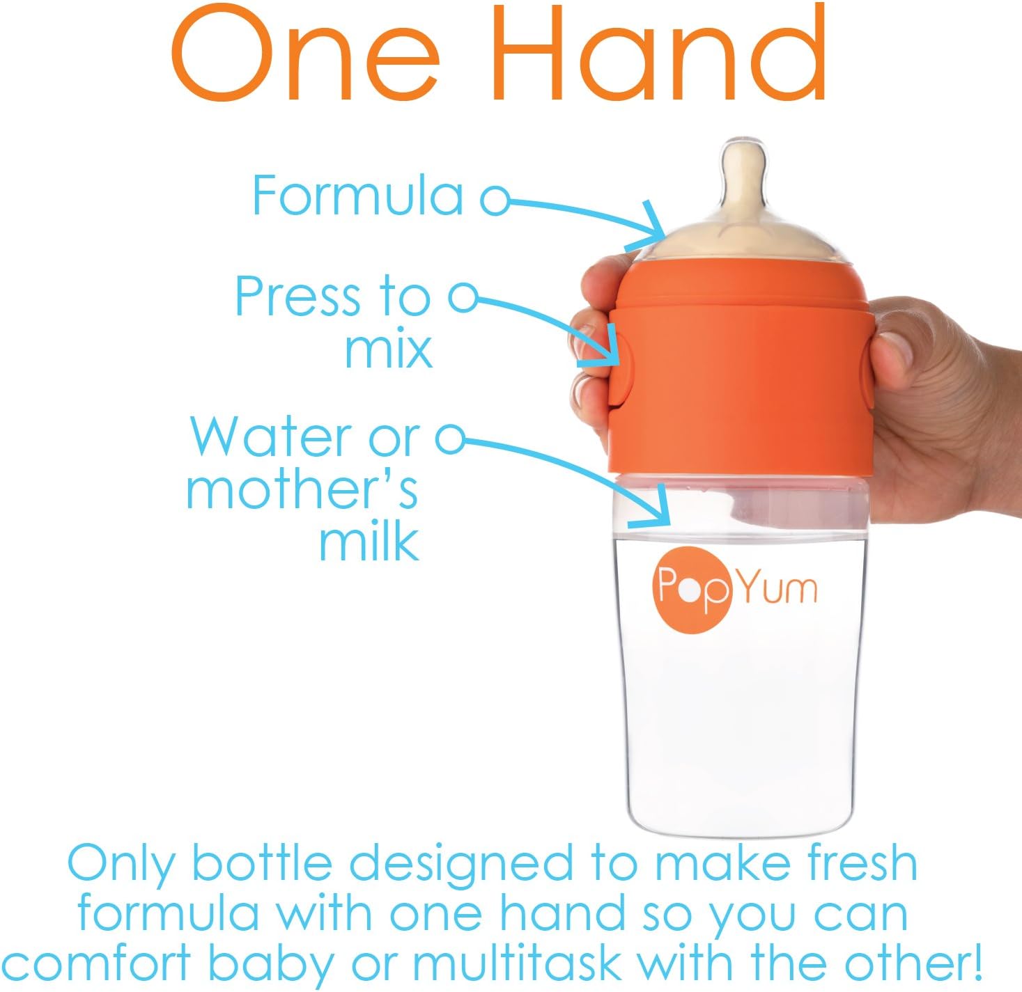 PopYum Anti-Colic Formula Making/Mixing/Dispenser Baby Bottles- Pack of 2 (9oz)